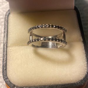 Sterling silver black onyx’s stone band wedding ring